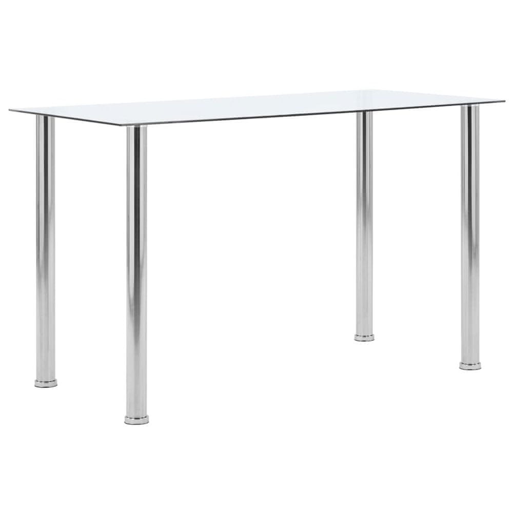 Vidaxl Jedálenský stôl, priehľadný 120x60x75 cm, tvrdené sklo